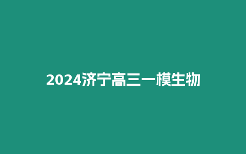 2024濟寧高三一模生物