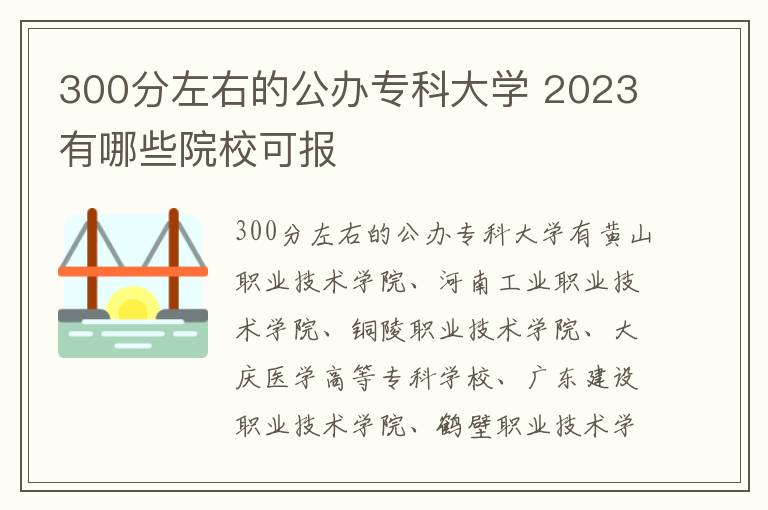 300分左右的公辦專科大學(xué) 2024有哪些院?？蓤? class=