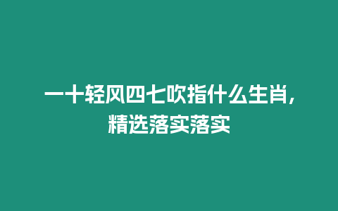 一十輕風四七吹指什么生肖,精選落實落實