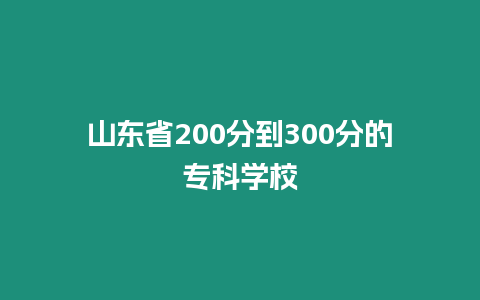 山東省200分到300分的專科學校