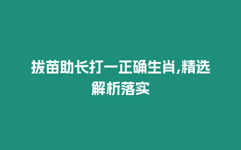 拔苗助長打一正確生肖,精選解析落實