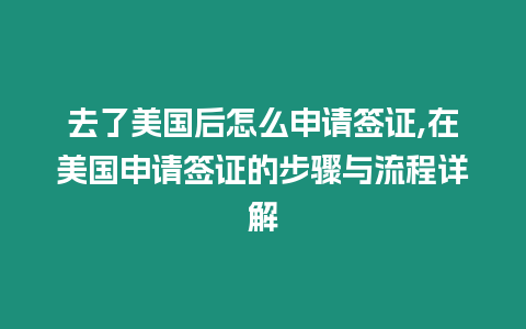 去了美國后怎么申請簽證,在美國申請簽證的步驟與流程詳解