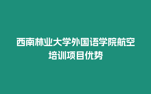 西南林業(yè)大學(xué)外國語學(xué)院航空培訓(xùn)項(xiàng)目優(yōu)勢(shì)