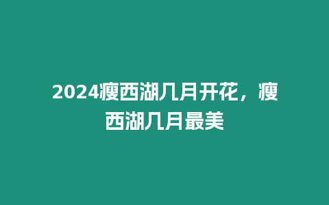 2024瘦西湖幾月開花，瘦西湖幾月最美