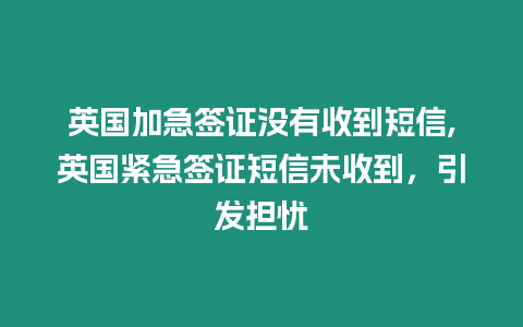 英國加急簽證沒有收到短信,英國緊急簽證短信未收到，引發(fā)擔憂