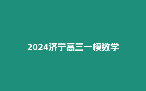 2024濟(jì)寧高三一模數(shù)學(xué)