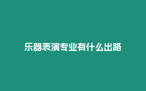 樂器表演專業有什么出路