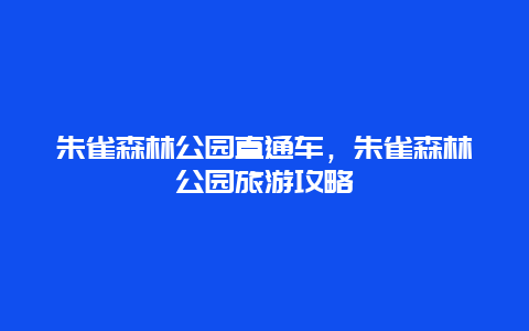 朱雀森林公園直通車，朱雀森林公園旅游攻略