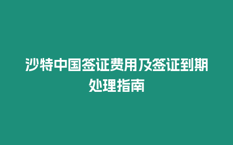 沙特中國簽證費用及簽證到期處理指南