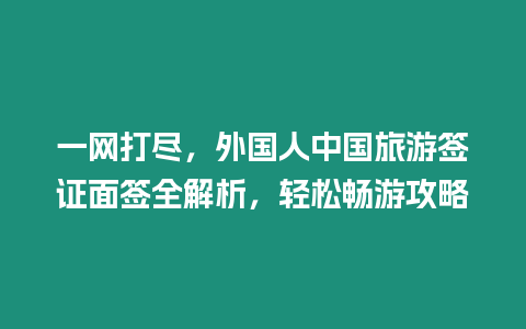 一網(wǎng)打盡，外國人中國旅游簽證面簽全解析，輕松暢游攻略