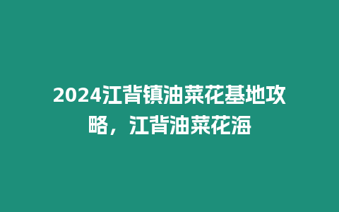 2024江背鎮油菜花基地攻略，江背油菜花海