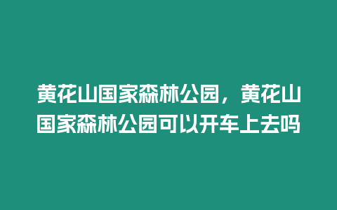 黃花山國家森林公園，黃花山國家森林公園可以開車上去嗎