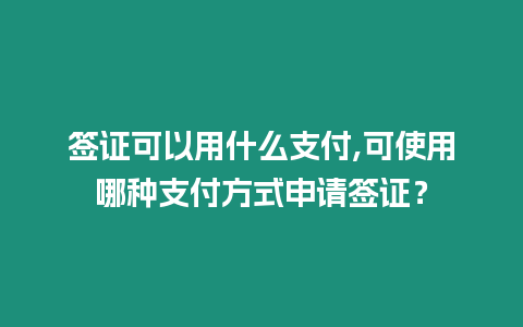 簽證可以用什么支付,可使用哪種支付方式申請簽證？