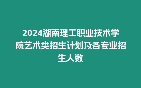 2024湖南理工職業技術學院藝術類招生計劃及各專業招生人數