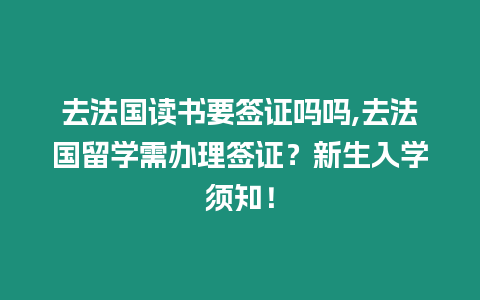 去法國讀書要簽證嗎嗎,去法國留學需辦理簽證？新生入學須知！