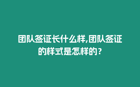 團隊簽證長什么樣,團隊簽證的樣式是怎樣的？