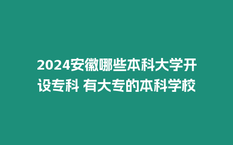 2024安徽哪些本科大學開設?？?有大專的本科學校