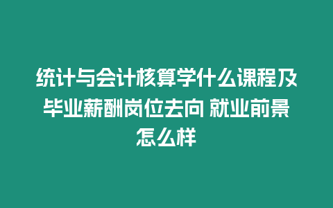 統計與會計核算學什么課程及畢業薪酬崗位去向 就業前景怎么樣