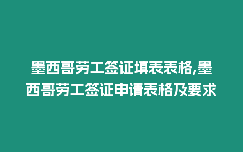 墨西哥勞工簽證填表表格,墨西哥勞工簽證申請表格及要求