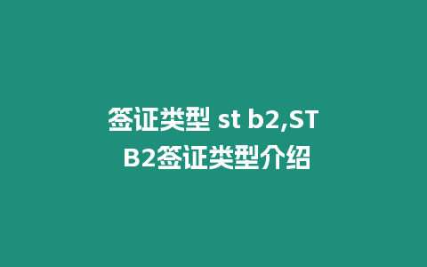 簽證類型 st b2,ST B2簽證類型介紹