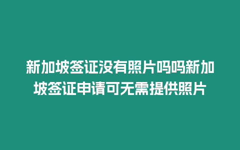 新加坡簽證沒有照片嗎嗎新加坡簽證申請(qǐng)可無需提供照片