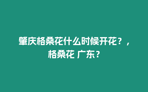 肇慶格?；ㄊ裁磿r(shí)候開花？，格?；?廣東？