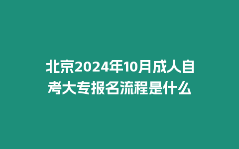 北京2024年10月成人自考大專報名流程是什么