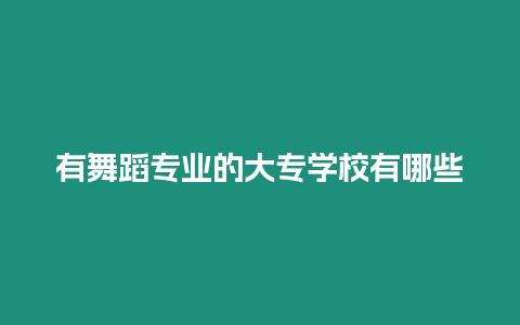 有舞蹈專業的大專學校有哪些