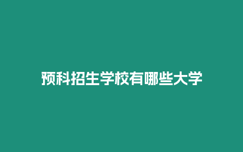 預(yù)科招生學(xué)校有哪些大學(xué)