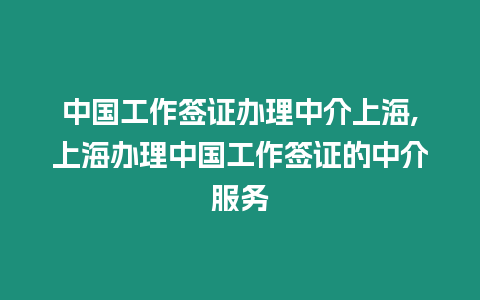 中國工作簽證辦理中介上海,上海辦理中國工作簽證的中介服務