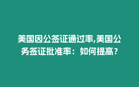 美國因公簽證通過率,美國公務簽證批準率：如何提高？