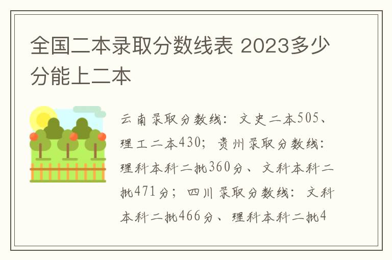 全國二本錄取分數線表 2024多少分能上二本