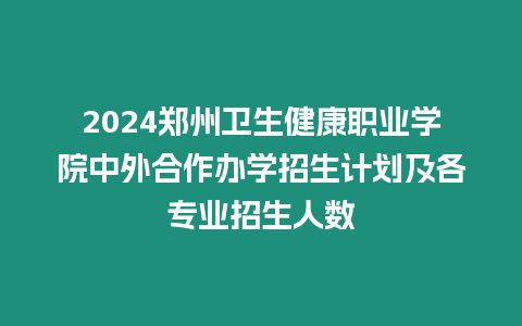 2024鄭州衛生健康職業學院中外合作辦學招生計劃及各專業招生人數