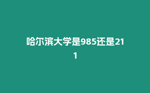 哈爾濱大學是985還是211