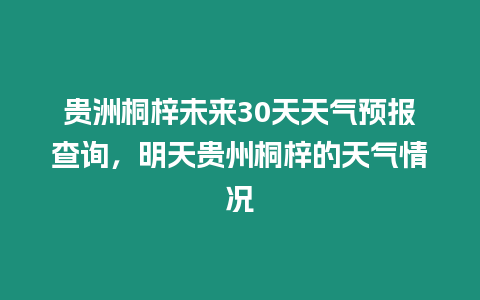 貴洲桐梓未來30天天氣預報查詢，明天貴州桐梓的天氣情況