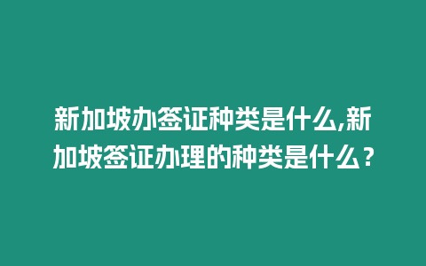 新加坡辦簽證種類是什么,新加坡簽證辦理的種類是什么？