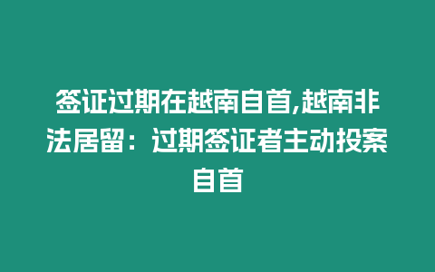 簽證過期在越南自首,越南非法居留：過期簽證者主動投案自首