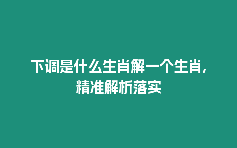 下調是什么生肖解一個生肖,精準解析落實