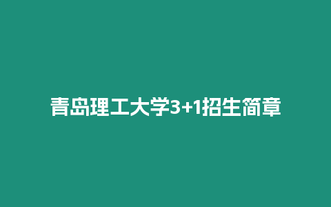 青島理工大學(xué)3+1招生簡章