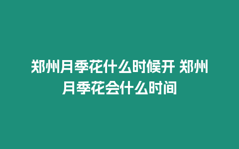 鄭州月季花什么時候開 鄭州月季花會什么時間