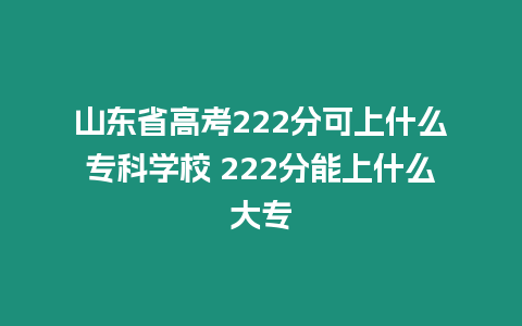 山東省高考222分可上什么專科學(xué)校 222分能上什么大專