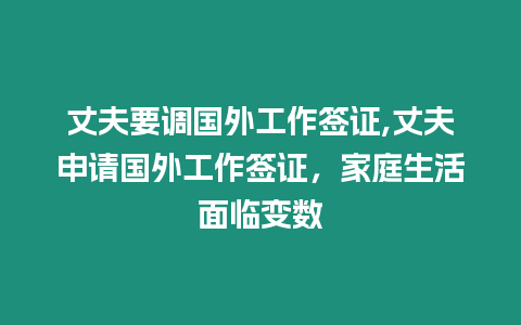 丈夫要調國外工作簽證,丈夫申請國外工作簽證，家庭生活面臨變數