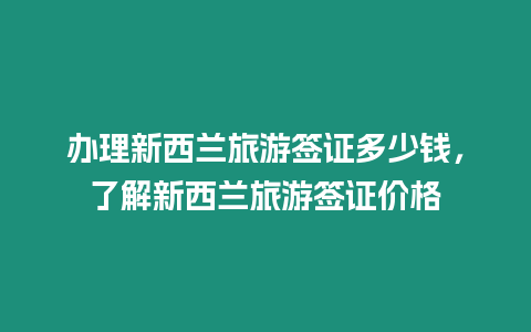 辦理新西蘭旅游簽證多少錢，了解新西蘭旅游簽證價格