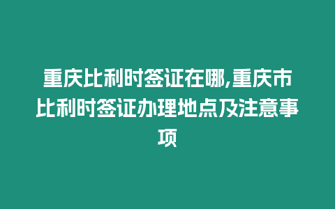 重慶比利時簽證在哪,重慶市比利時簽證辦理地點及注意事項