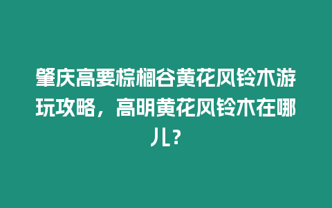 肇慶高要棕櫚谷黃花風鈴木游玩攻略，高明黃花風鈴木在哪兒？