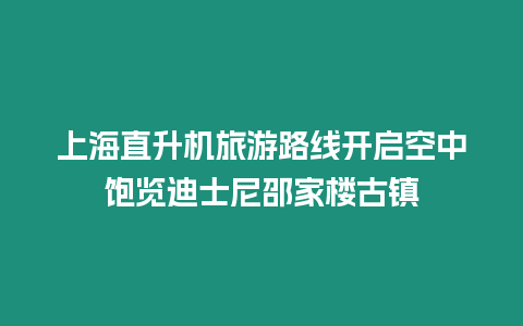 上海直升機旅游路線開啟空中飽覽迪士尼邵家樓古鎮