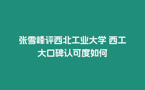 張雪峰評西北工業大學 西工大口碑認可度如何