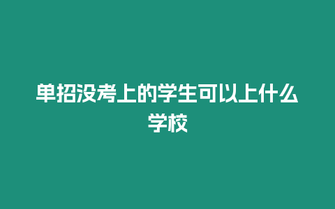 單招沒考上的學生可以上什么學校