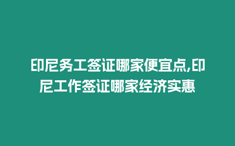 印尼務工簽證哪家便宜點,印尼工作簽證哪家經濟實惠