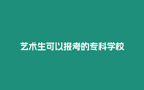 藝術生可以報考的專科學校